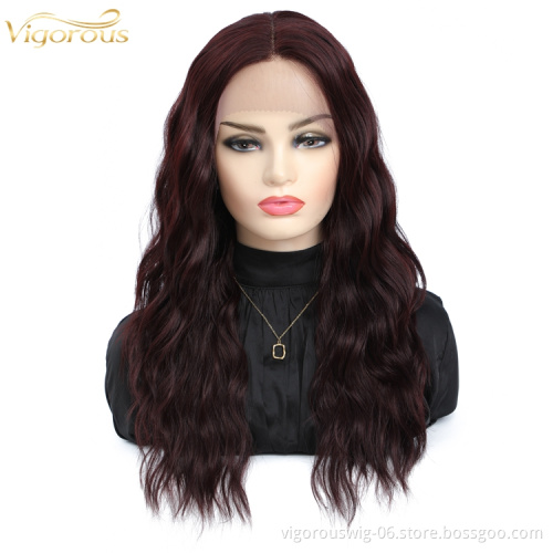 Vigorous natural high quality wholesale curly premium wet and wavy heat resistant fiber synthetic hd lace frontal wigs